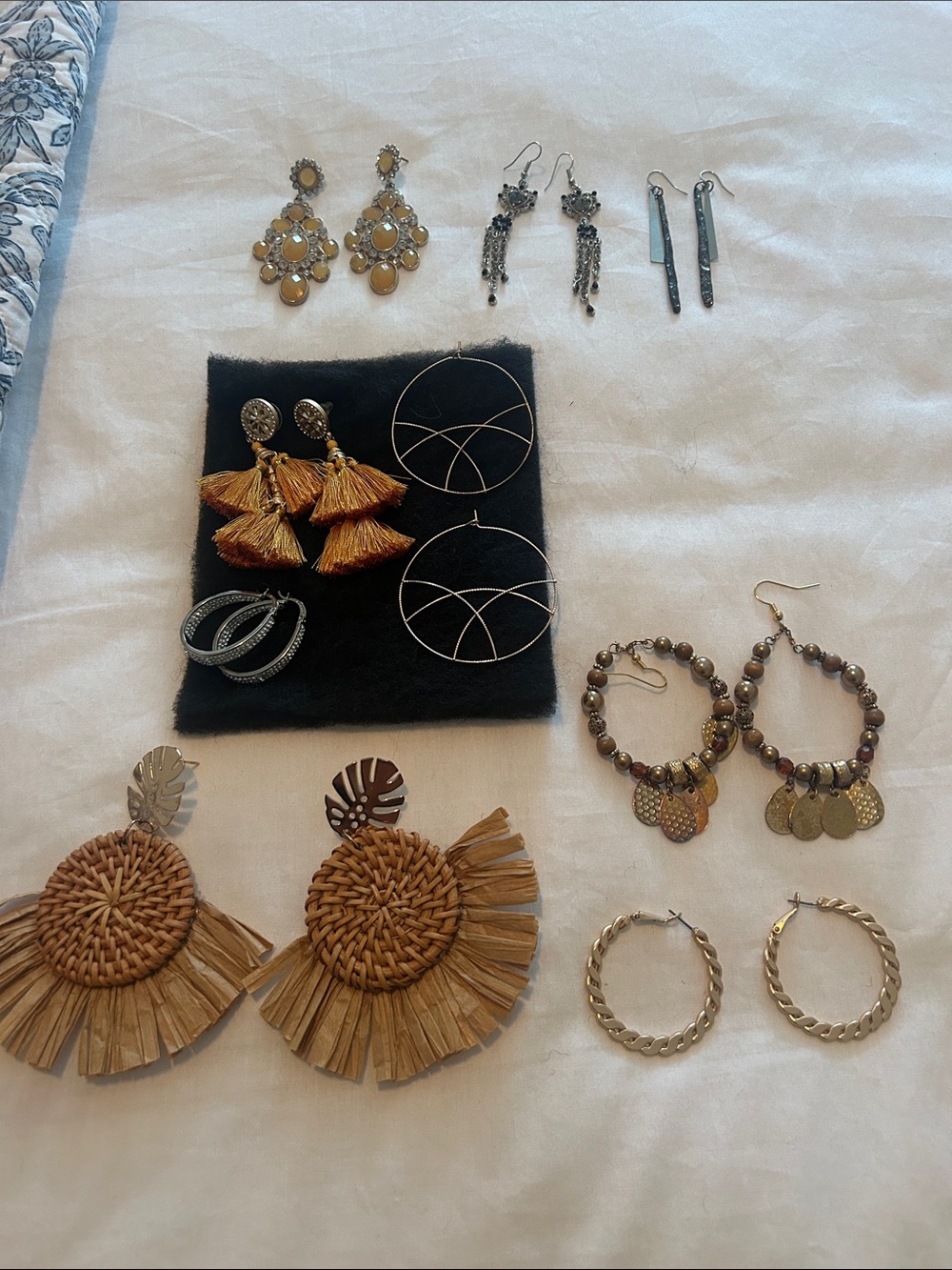 Assorted Women's Earrings Set – Gold and Tan Tones